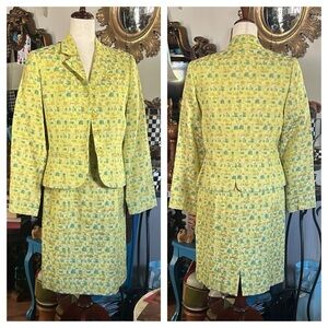 Vintage 60’s Yellow Green & Blue Dress Suit